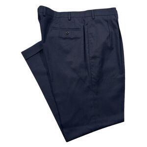 Ralph Lauren Mens Navy Blue Dress Pants 40x32 Stretch Pleated Cuffed Trousers